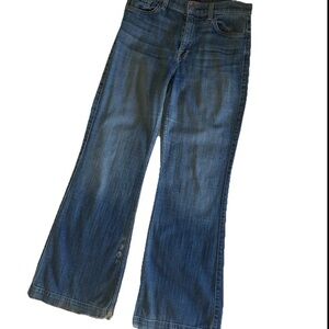 7 For All Mankind Ginger Jeans Women's 29x30 Flared Y2K Dark Distressed Denim